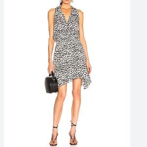 A.L.C. Cody Leopard Print Silk Dress Size 6 Women Sleeveless Smock Waist Keyhole